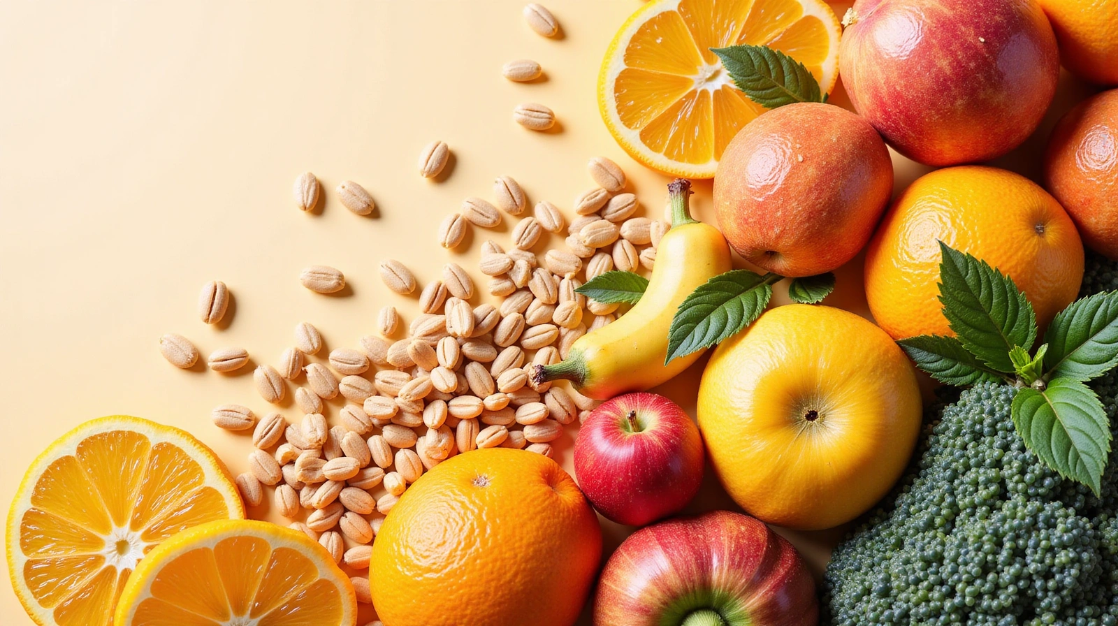 Misto cibo sano e colori astratti, benessere